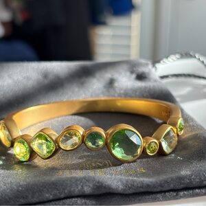 NWOT Julie Vos Gold Bracelet with Green Stones